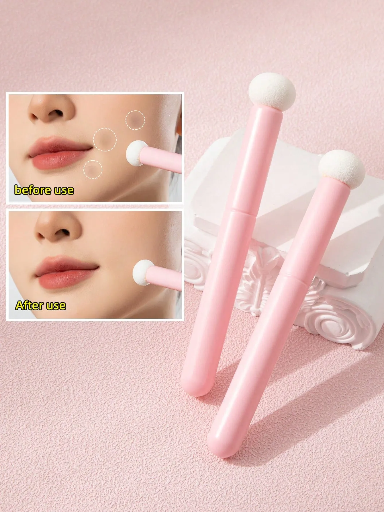 2 Concealer Brushes, Mushroom Sponge Heads, Compliant And Traceless, Large Area Acne Marks Makeup Brushes