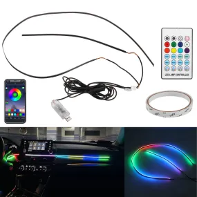 2 In 1 Symphony Car LED Phantom Atmosphere Light 110cm 35cm USB Plug With APP Control Ambient Interior Decorative Lamp