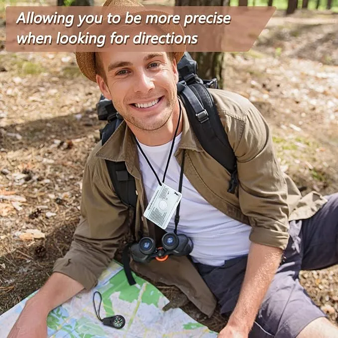2 Pieces Signal Mirror Survival Mirror Camping Mirror 2 x 3 Inch Emergency Signaling Mirror PFD Rescue Mirror Whistle with 2 Pack Mini Compass for Hiking, Camping, Backpacking and Emergency Situations