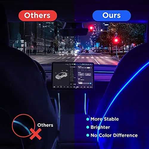 2016-2020 Tesla Model 3 & Y Interior Car Neon Lights (Center Console   Dashboard   Seat Back  4 Foot Lights Accessories), Tesla Ambient Lighting, APP Control LED Strip Lights with Multiple Modes