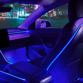 2016-2020 Tesla Model 3 & Y Interior Car Neon Lights (Center Console   Dashboard   Seat Back  4 Foot Lights Accessories), Tesla Ambient Lighting, APP Control LED Strip Lights with Multiple Modes