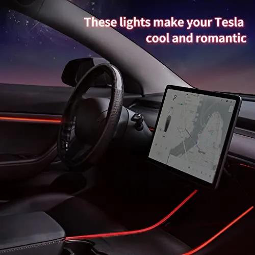 2017-2020 Tesla Model 3 & Y Ambient Lighting Kit with APP Control (Center Console Light Dashboard Light  4 Door Light)