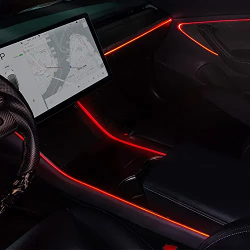 2017-2020 Tesla Model 3 & Y Ambient Lighting Kit with APP Control (Center Console Light Dashboard Light  4 Door Light)