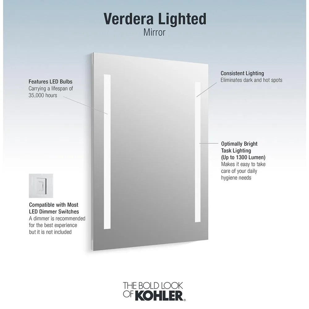 24 in. W x 33 in. H Frameless Rectangular LED Light Bathroom Vanity Mirror