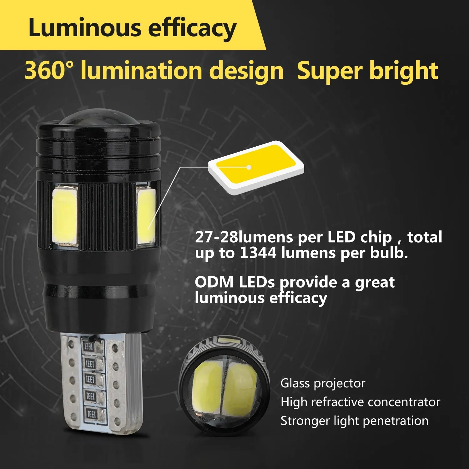 2pcs/4pcs/10pcs T10 LED Headlight Kit 6000K Low Beam White Lens