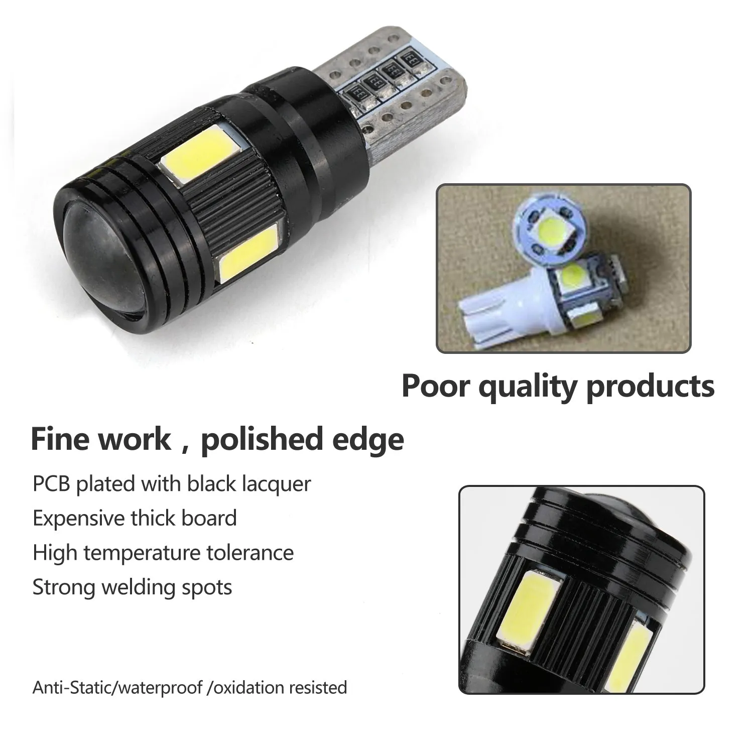 2pcs/4pcs/10pcs T10 LED Headlight Kit 6000K Low Beam White Lens
