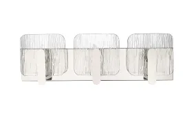 3 Lamps Rimini Vanity Light - Polished Nickel - Clear Textured Glass - 24in. Wide