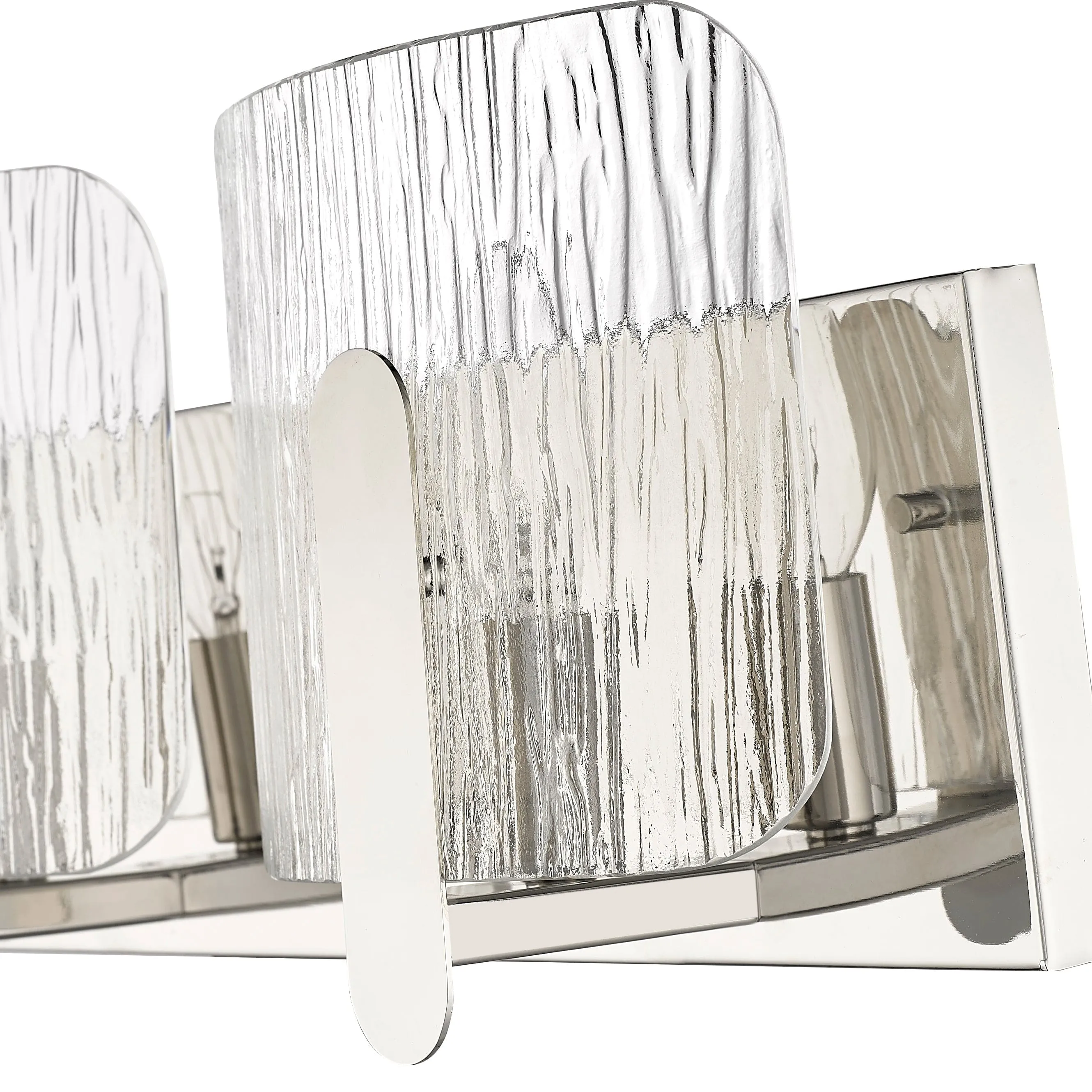 3 Lamps Rimini Vanity Light - Polished Nickel - Clear Textured Glass - 24in. Wide