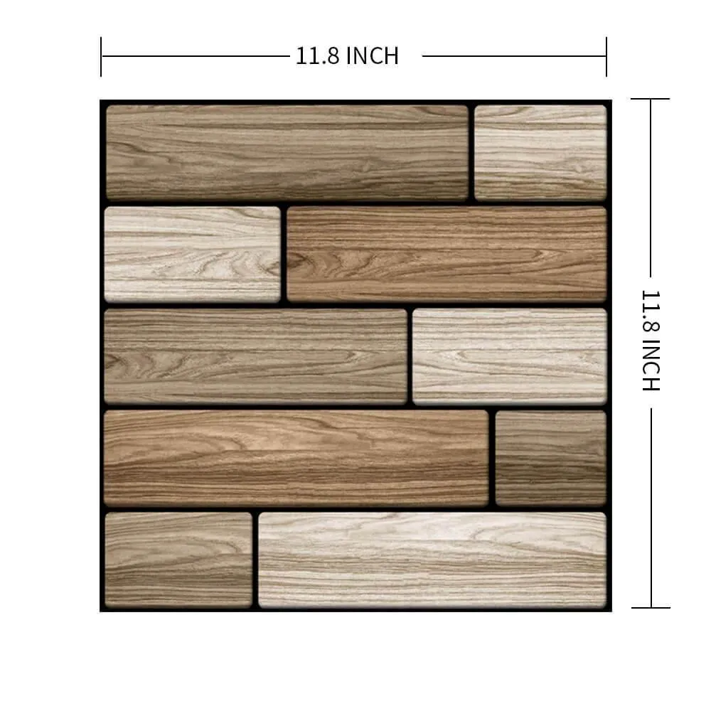 3D Wide Striped Wood Peel and Stick Wall Tile