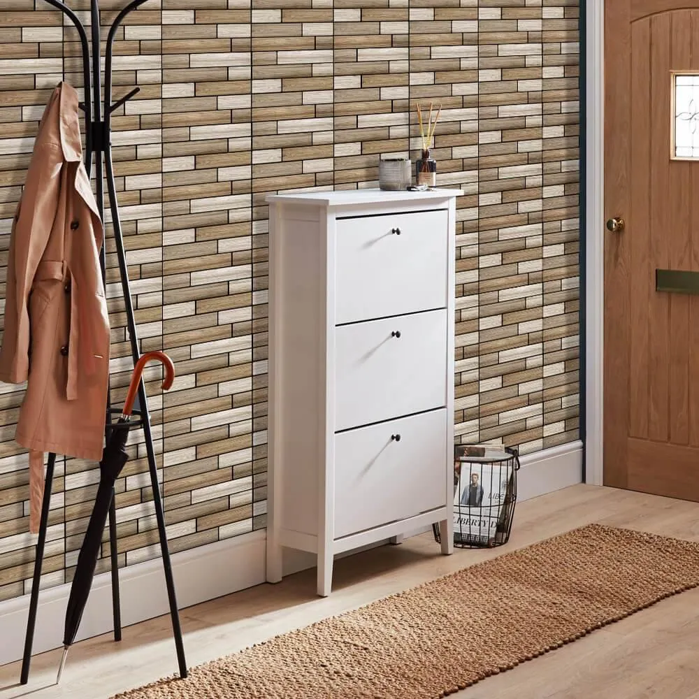 3D Wide Striped Wood Peel and Stick Wall Tile