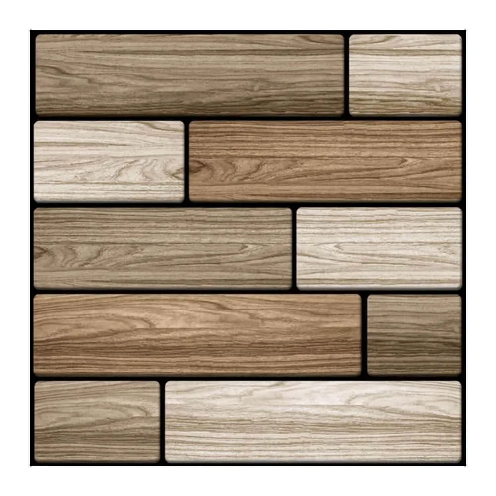 3D Wide Striped Wood Peel and Stick Wall Tile