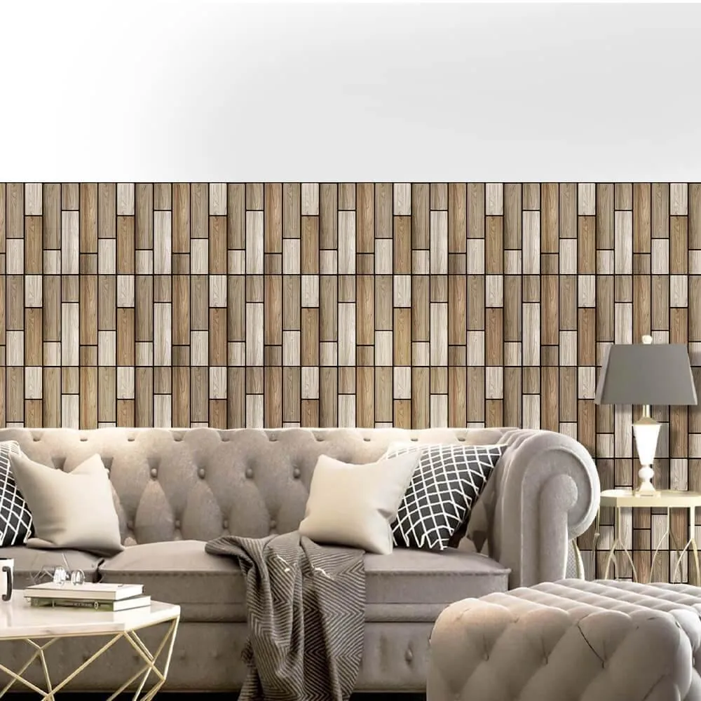 3D Wide Striped Wood Peel and Stick Wall Tile