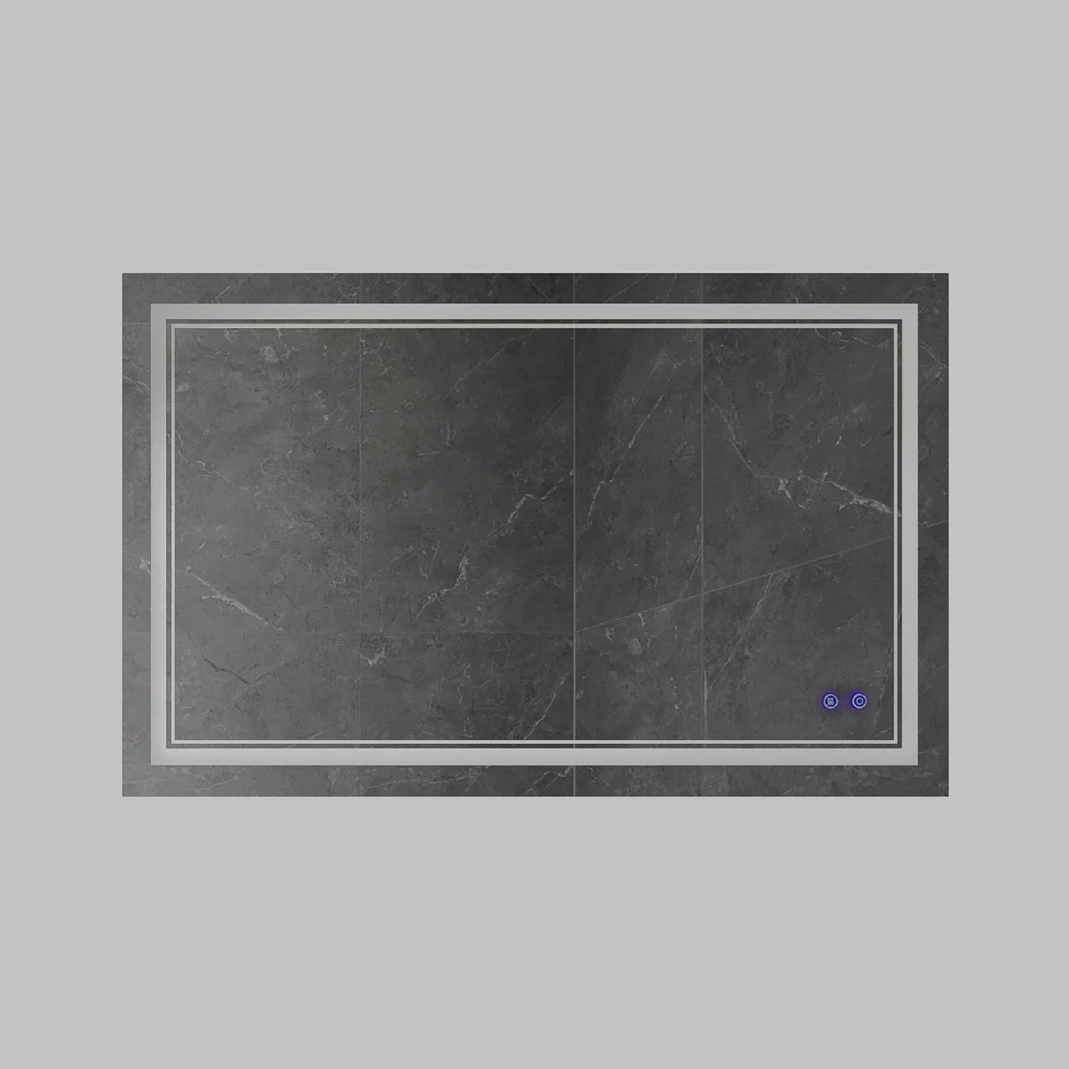 40 x 24 Inch Frameless LED Illuminated Bathroom Wall Mirror, Touch Button Defogger, Rectangular, Silver