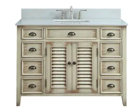 46" Distress Beige Cottage Style Abbeville Bathroom Sink Vanity CF-28325W