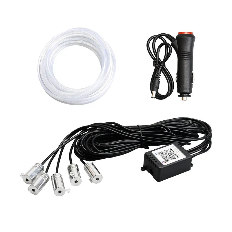 5IN1 6M RGB LED Atmosphere Car Interior Ambient Light Fiber Optic Strips Light by App Control Neon LED Auto Decorative Lamp