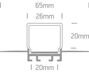 7904ATR/AL TRIMLESS PROFILE 2m FOR 20mm STRIPS PC OPAL DIFFUSER