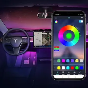 Adjustable Multi-Color Changing RGB LED Front and Rear Footwell Light Strips with Intuitive App Control for Tesla Model 3 & Y