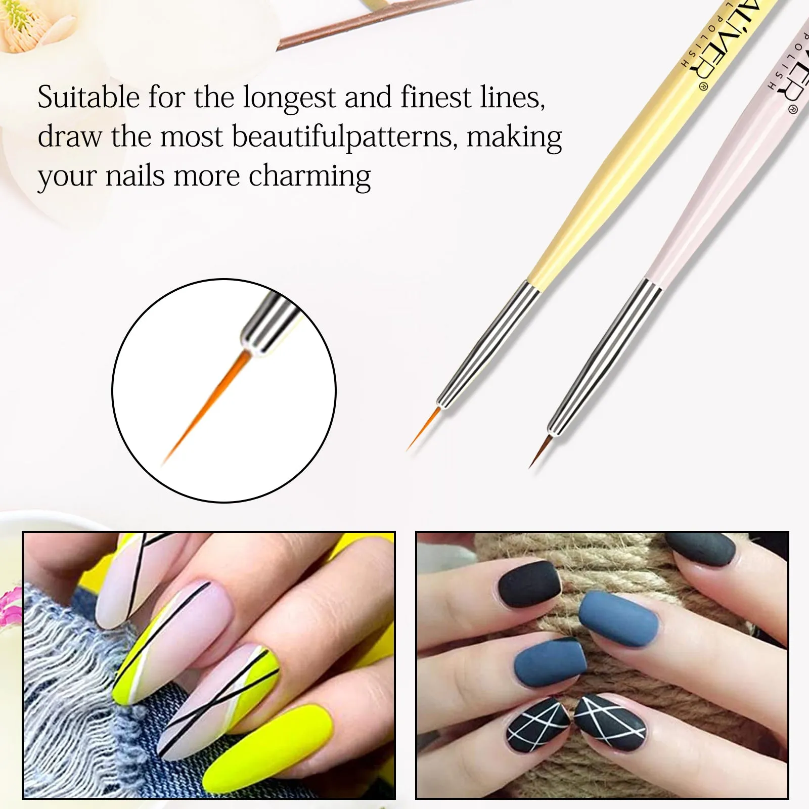 Aliver Gel Nail Brush, 7Pcs Poly Extension Gel Brush, Nail Art Tips Builder