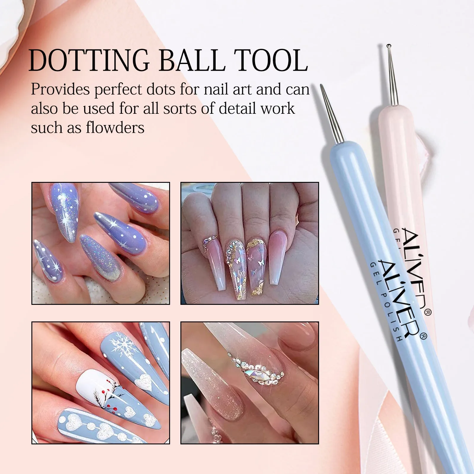 Aliver Gel Nail Brush, 7Pcs Poly Extension Gel Brush, Nail Art Tips Builder
