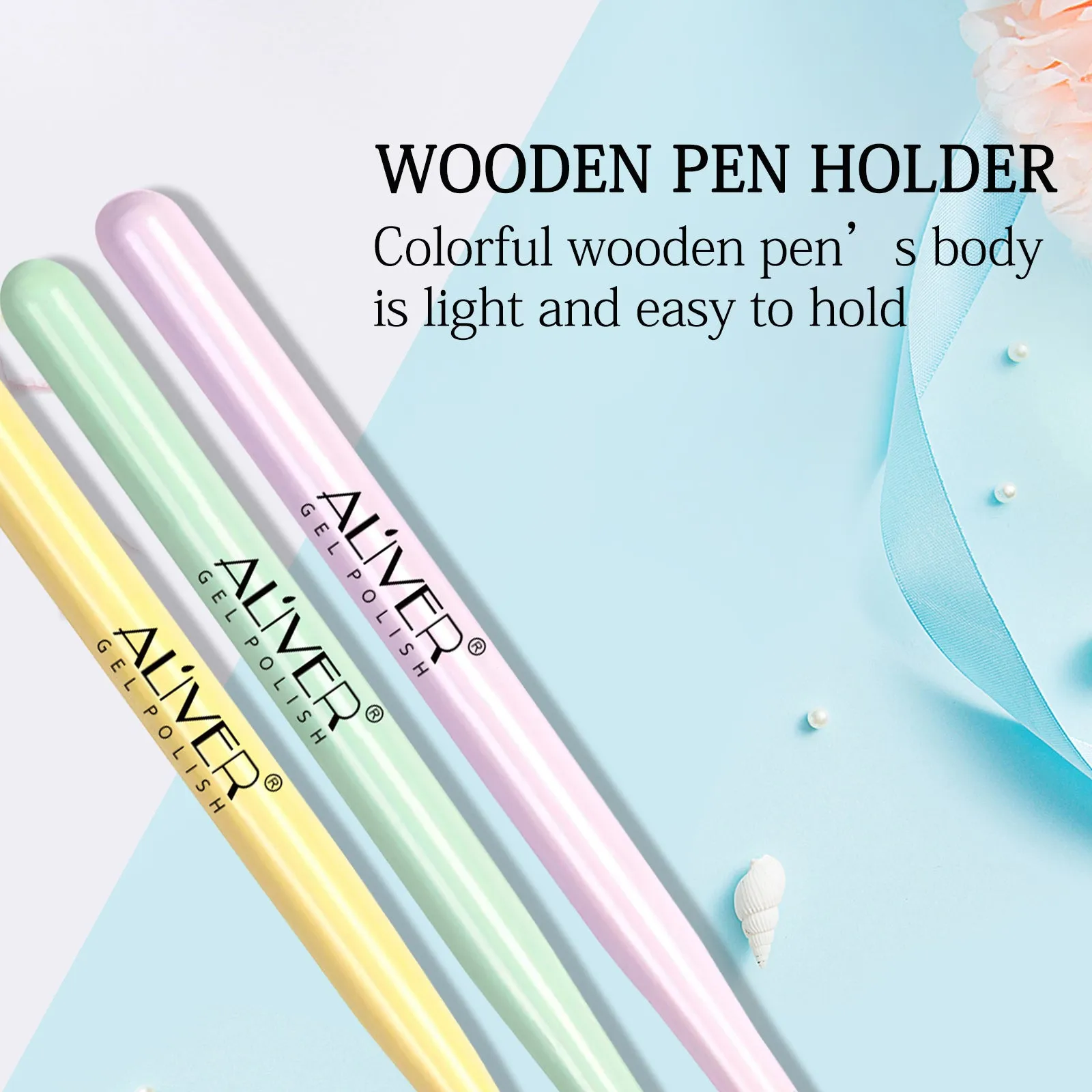 Aliver Gel Nail Brush, 7Pcs Poly Extension Gel Brush, Nail Art Tips Builder