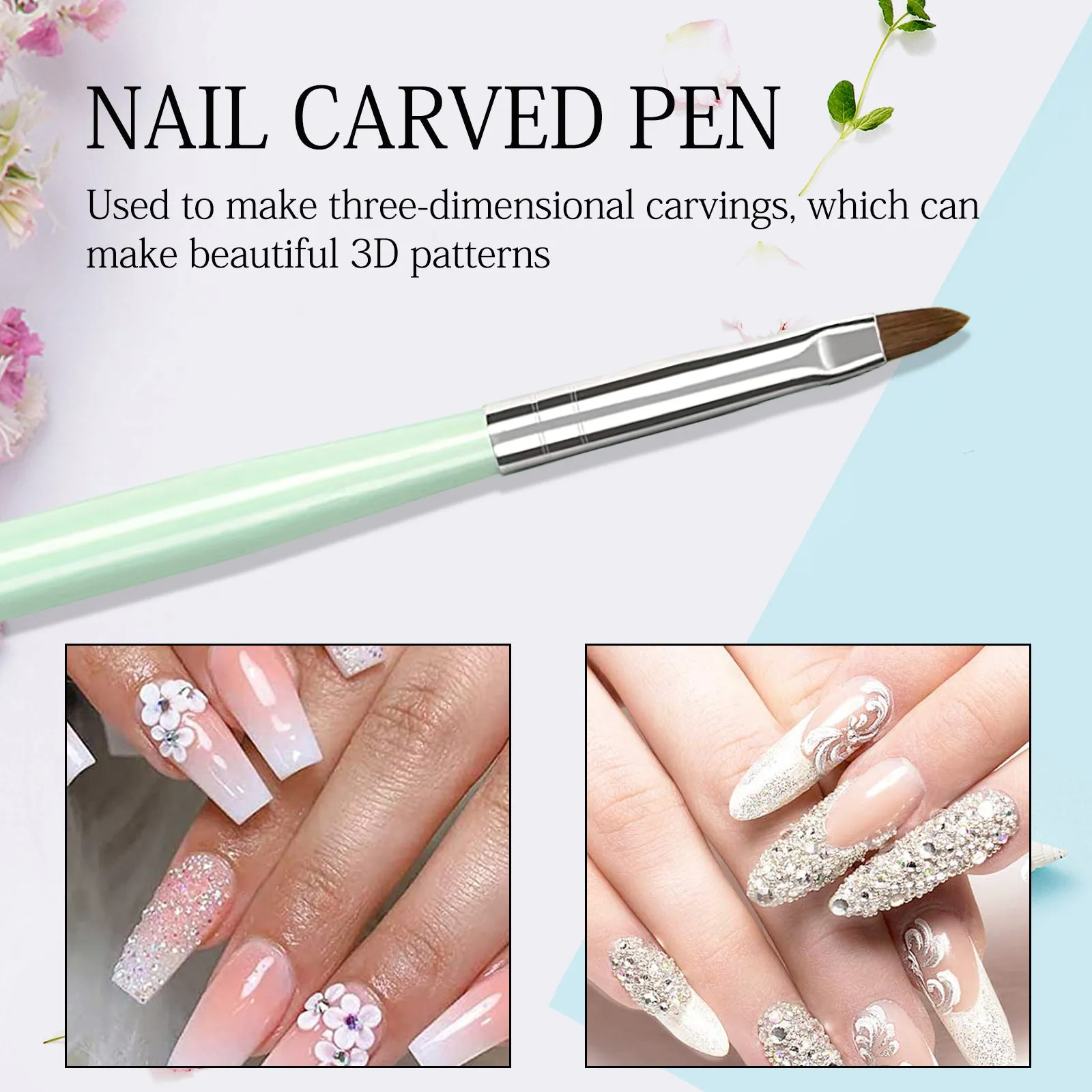 Aliver Gel Nail Brush, 7Pcs Poly Extension Gel Brush, Nail Art Tips Builder