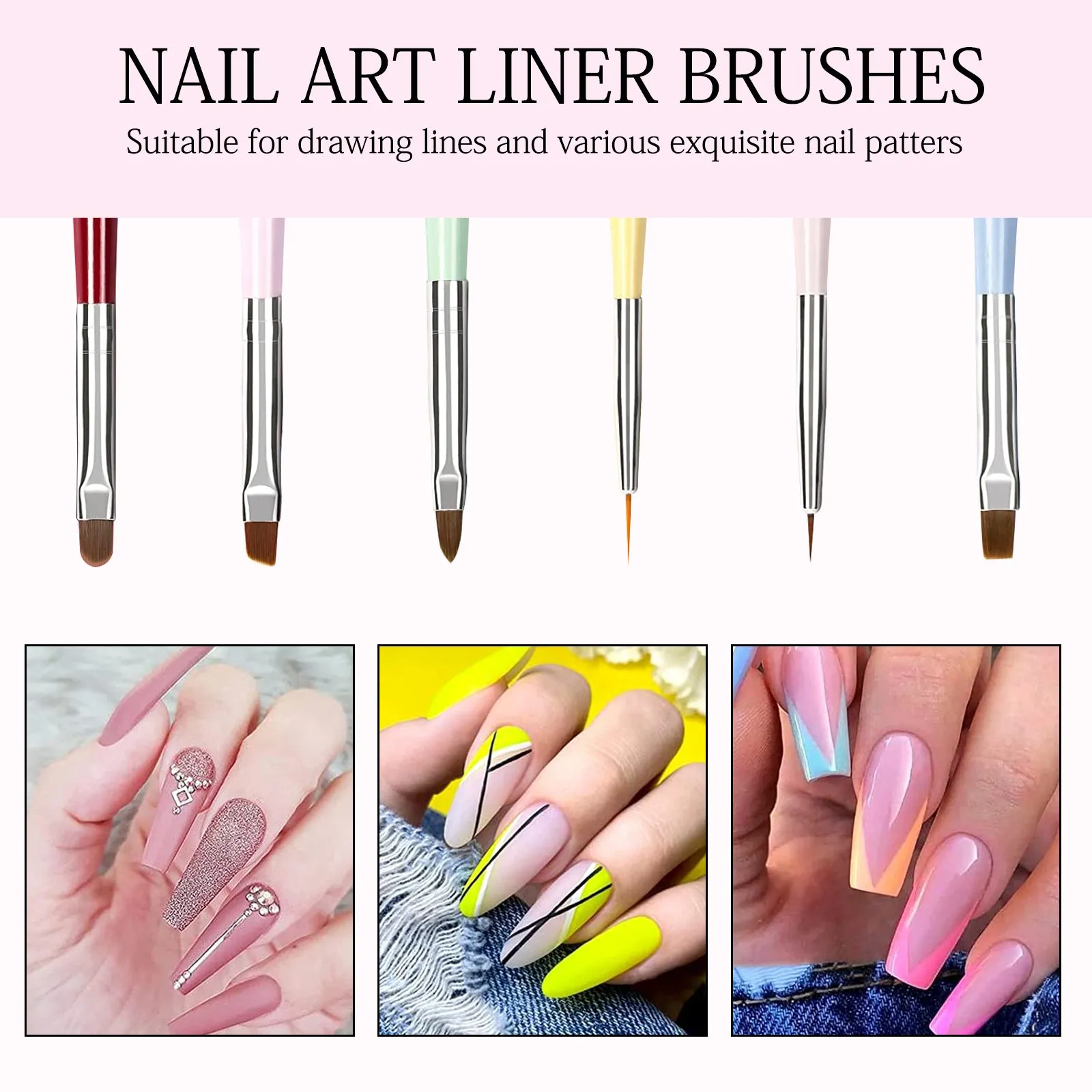 Aliver Gel Nail Brush, 7Pcs Poly Extension Gel Brush, Nail Art Tips Builder