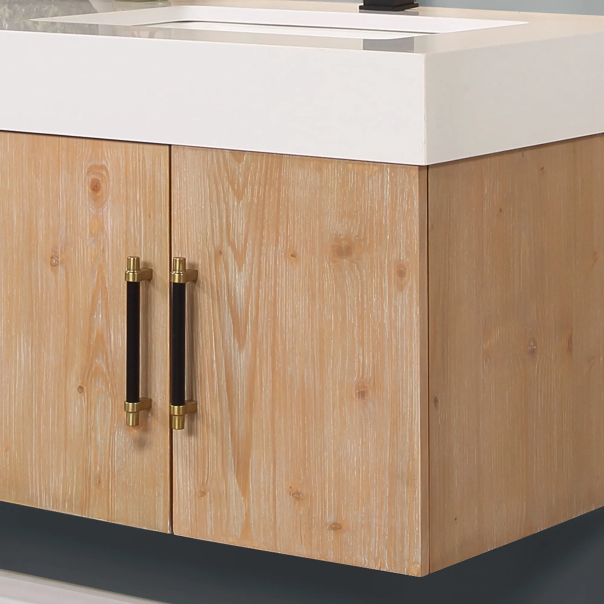 Altair Designs Corchia Wall-mounted Double Bathroom Vanity with White Composite Stone Countertop - 553060-LB-WH