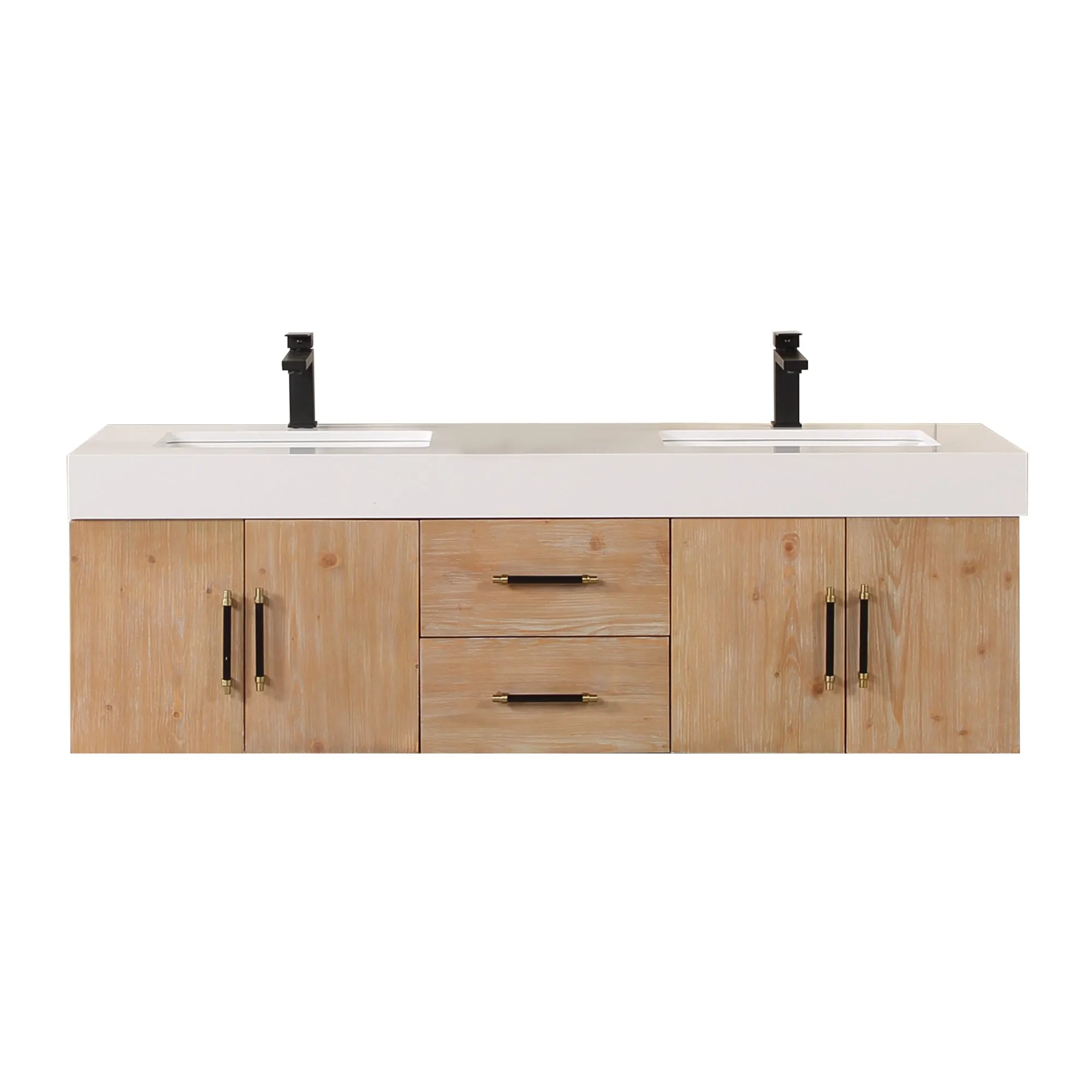 Altair Designs Corchia Wall-mounted Double Bathroom Vanity with White Composite Stone Countertop - 553060-LB-WH