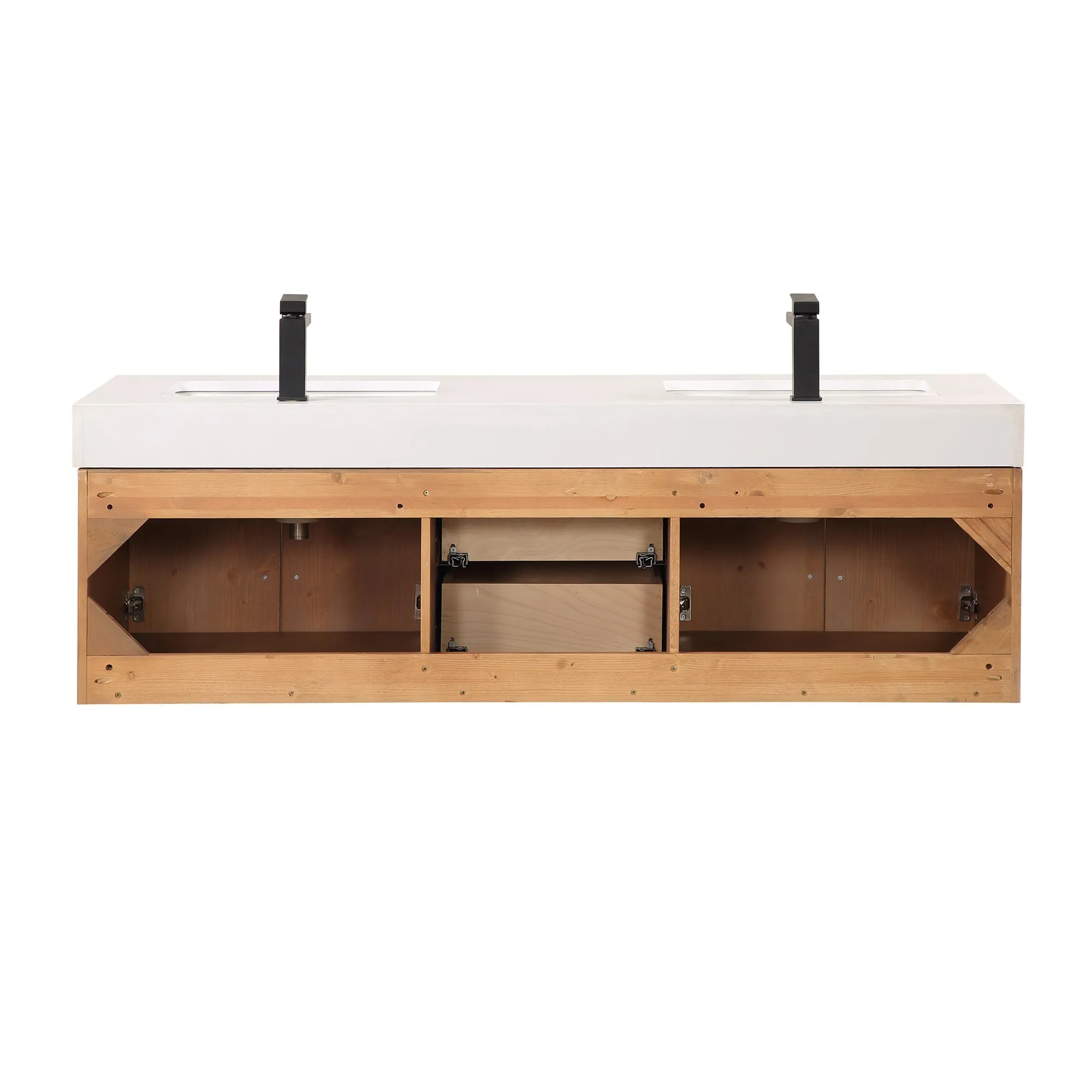 Altair Designs Corchia Wall-mounted Double Bathroom Vanity with White Composite Stone Countertop - 553060-LB-WH