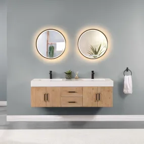 Altair Designs Corchia Wall-mounted Double Bathroom Vanity with White Composite Stone Countertop - 553060-LB-WH