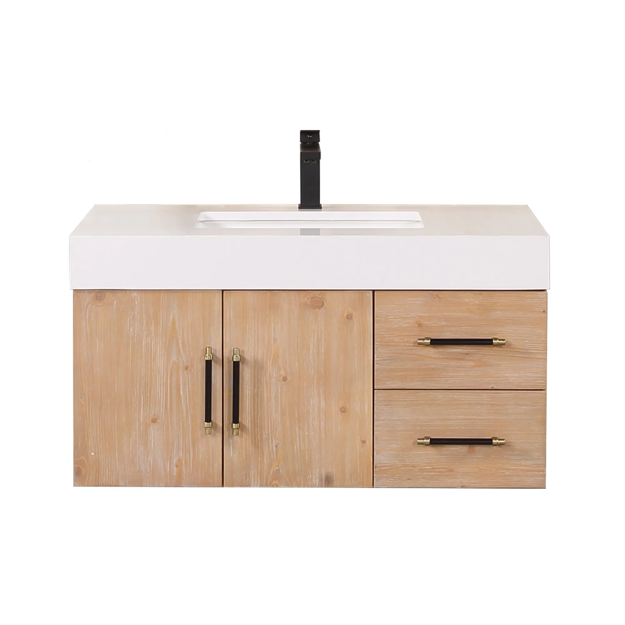 Altair Designs Corchia Wall-mounted Single Bathroom Vanity with White Composite Stone Countertop - 553036-LB-WH