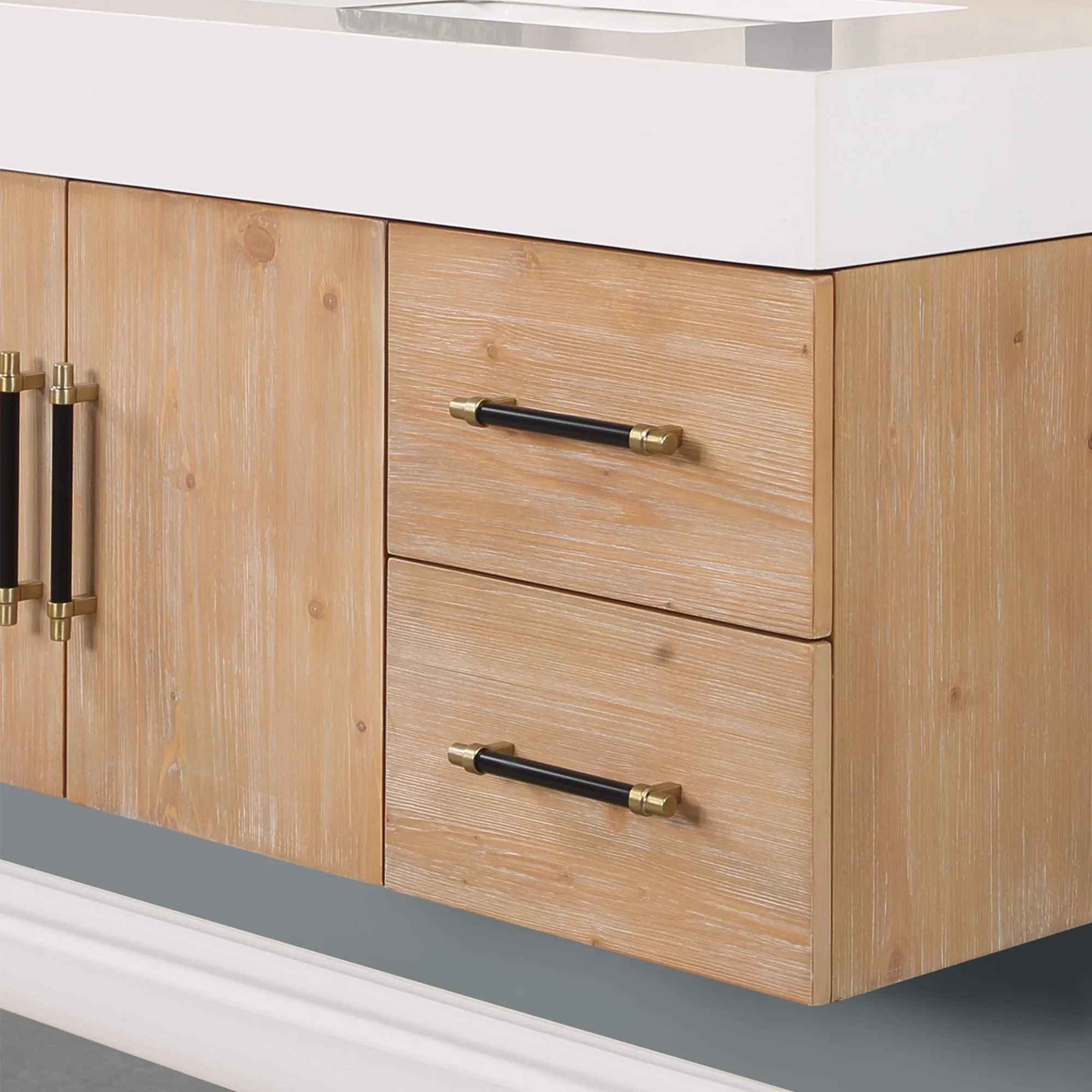 Altair Designs Corchia Wall-mounted Single Bathroom Vanity with White Composite Stone Countertop - 553036-LB-WH