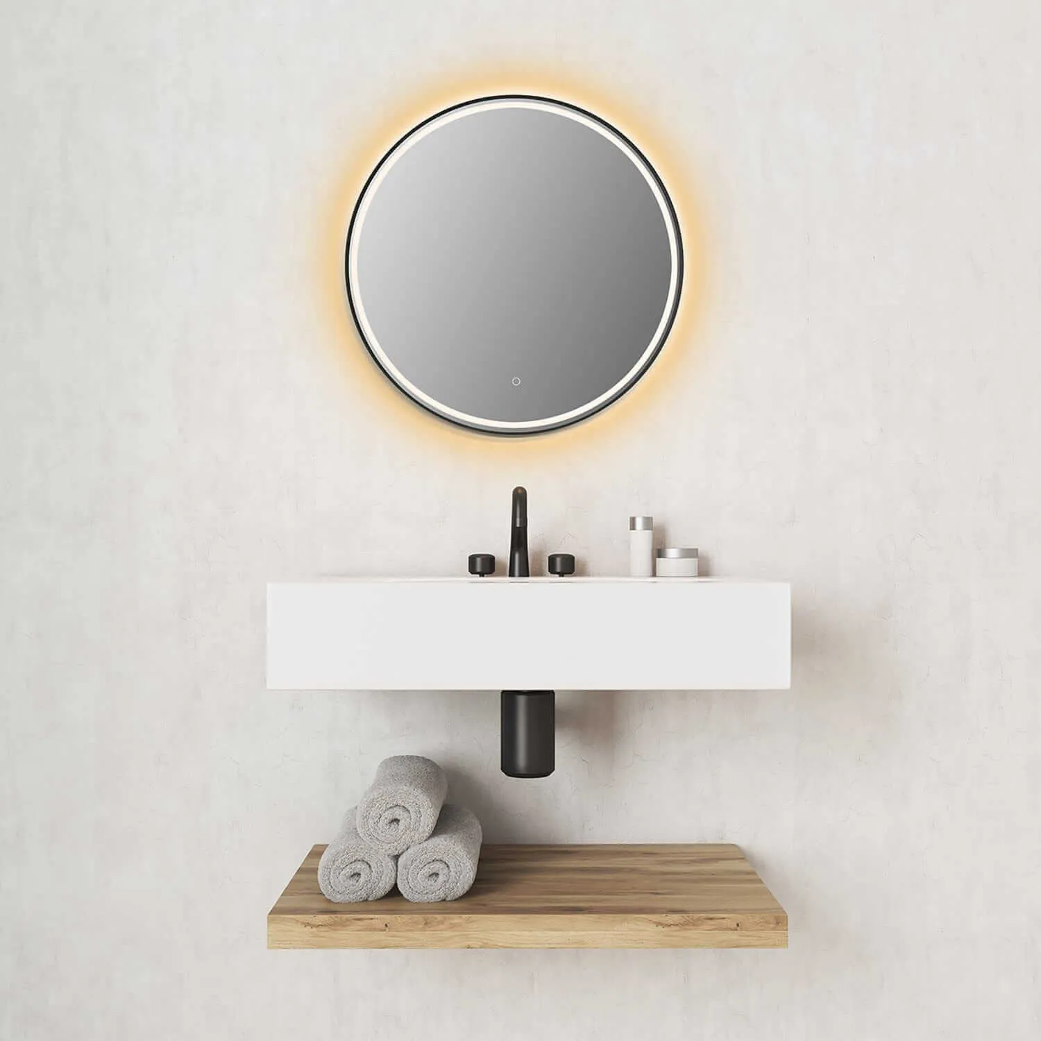 Altair Palme 32" Round Framed Lighted Vanity Mirror