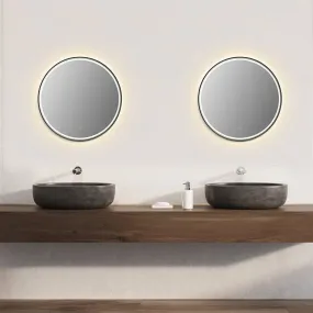 Altair Palme 32" Round Framed Lighted Vanity Mirror