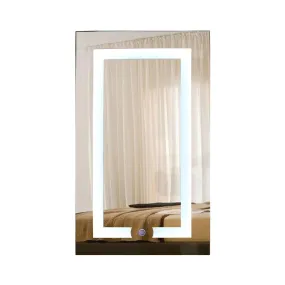 Ammar Glass Frameless Rectangle LED Light Mirror | 3 Color LED Touch Switch with Dimmer Facility | Warm, Neutral & Cool White LED | Size 18 Inch X 30 Inch | Bathroom, Bedroom Mirror