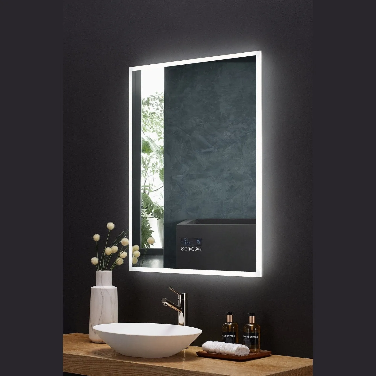 Ancerre Immersion LED Lighted Bathroom Vanity Mirror with Bluetooth, Defogger, and Digital Display - LEDM-IMMERSION-24