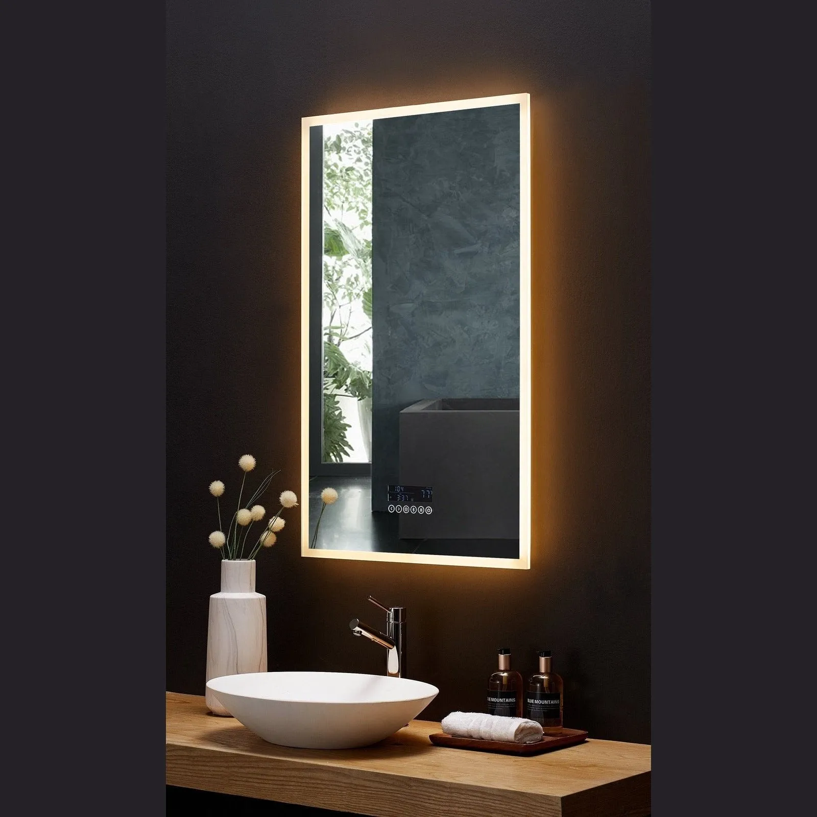 Ancerre Immersion LED Lighted Bathroom Vanity Mirror with Bluetooth, Defogger, and Digital Display - LEDM-IMMERSION-24