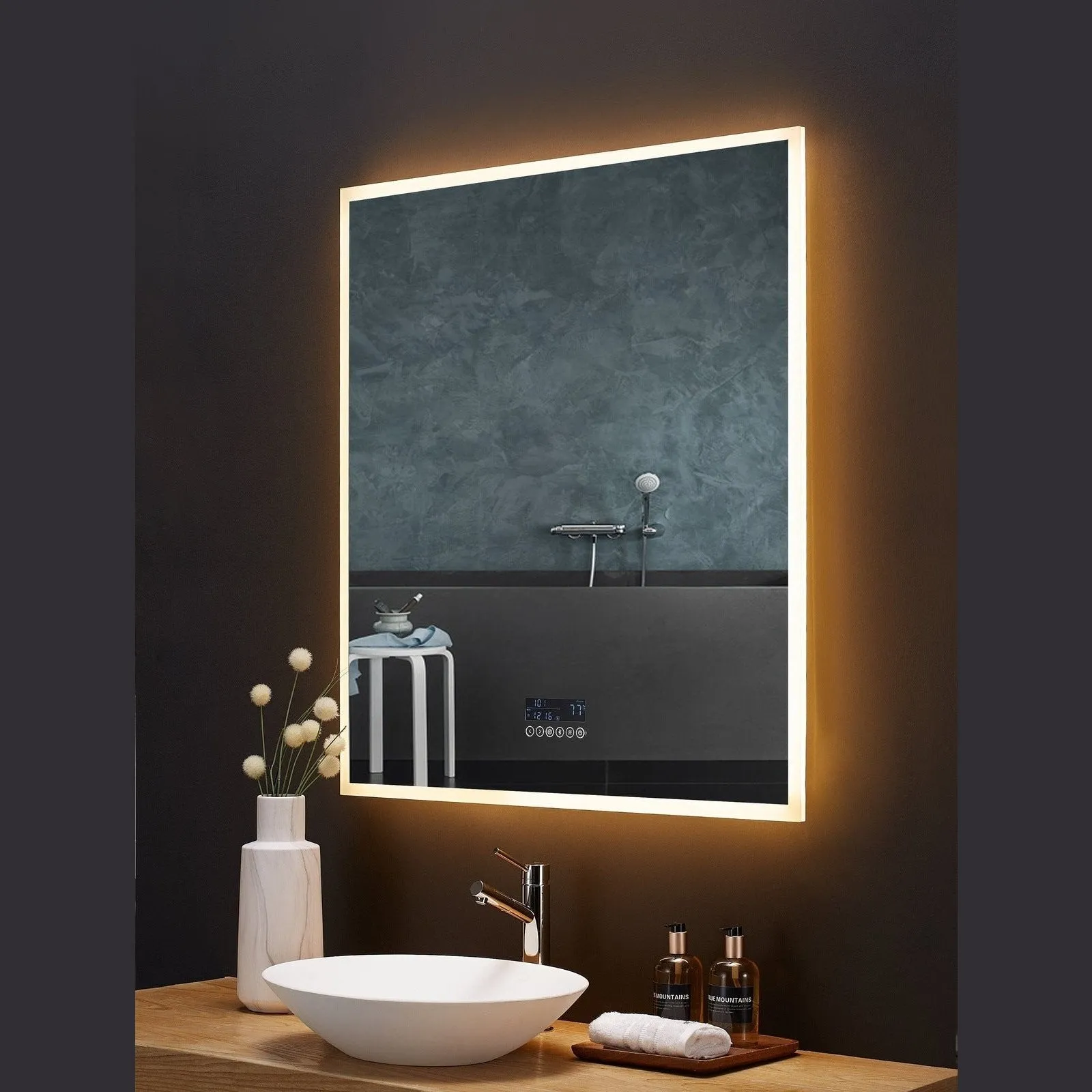 Ancerre Immersion LED Lighted Bathroom Vanity Mirror with Bluetooth, Defogger, and Digital Display - LEDM-IMMERSION-24