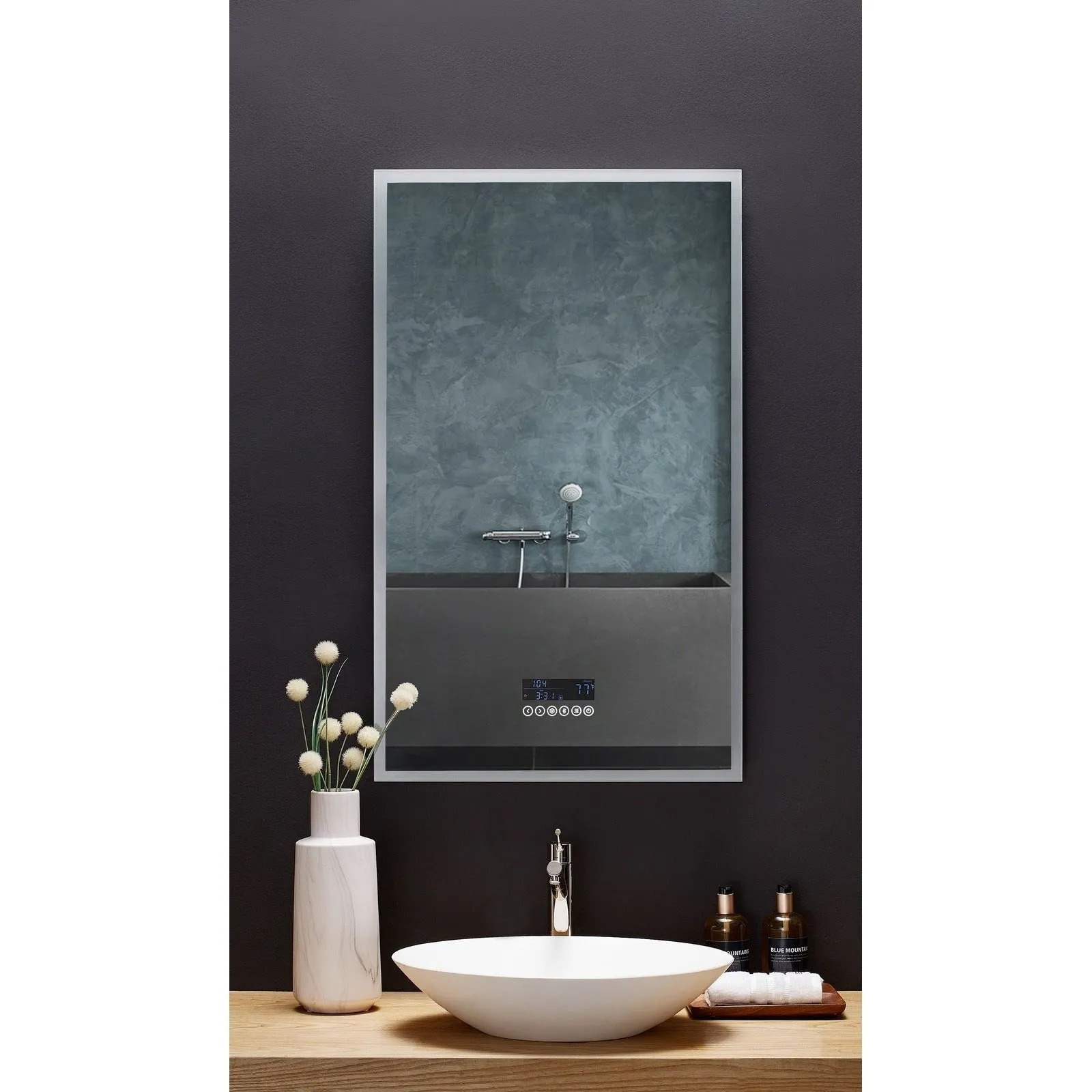 Ancerre Immersion LED Lighted Bathroom Vanity Mirror with Bluetooth, Defogger, and Digital Display - LEDM-IMMERSION-24
