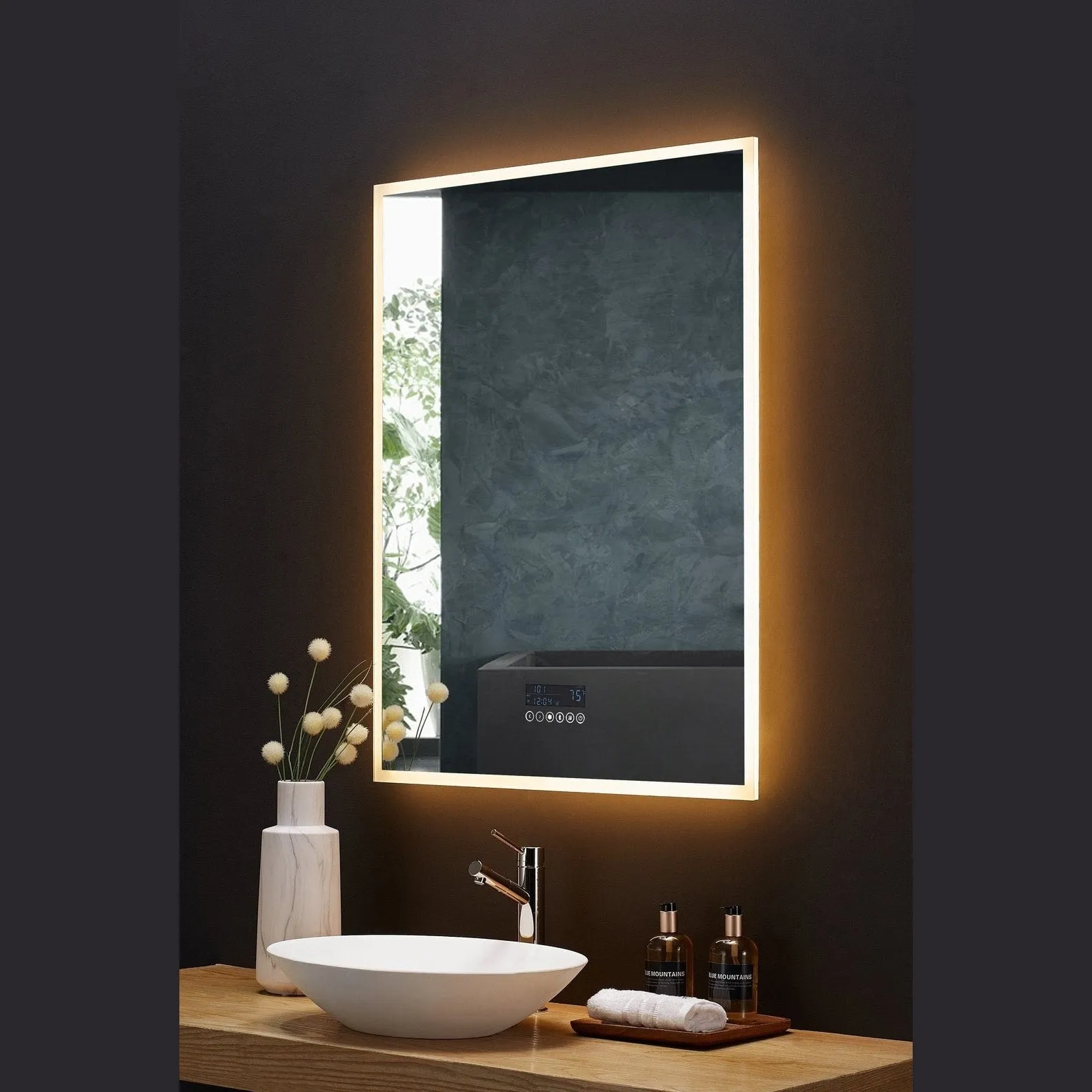 Ancerre Immersion LED Lighted Bathroom Vanity Mirror with Bluetooth, Defogger, and Digital Display - LEDM-IMMERSION-24