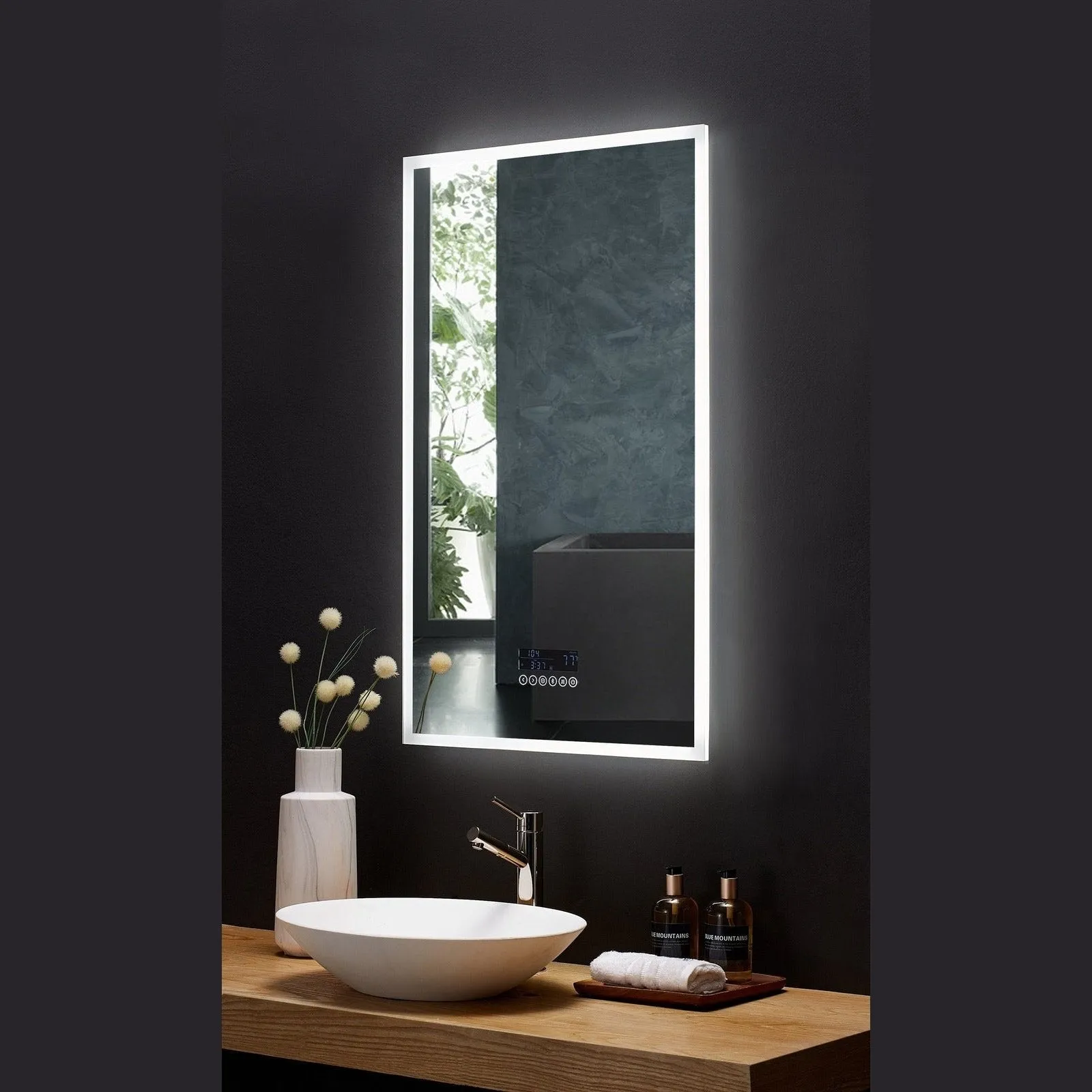 Ancerre Immersion LED Lighted Bathroom Vanity Mirror with Bluetooth, Defogger, and Digital Display - LEDM-IMMERSION-24