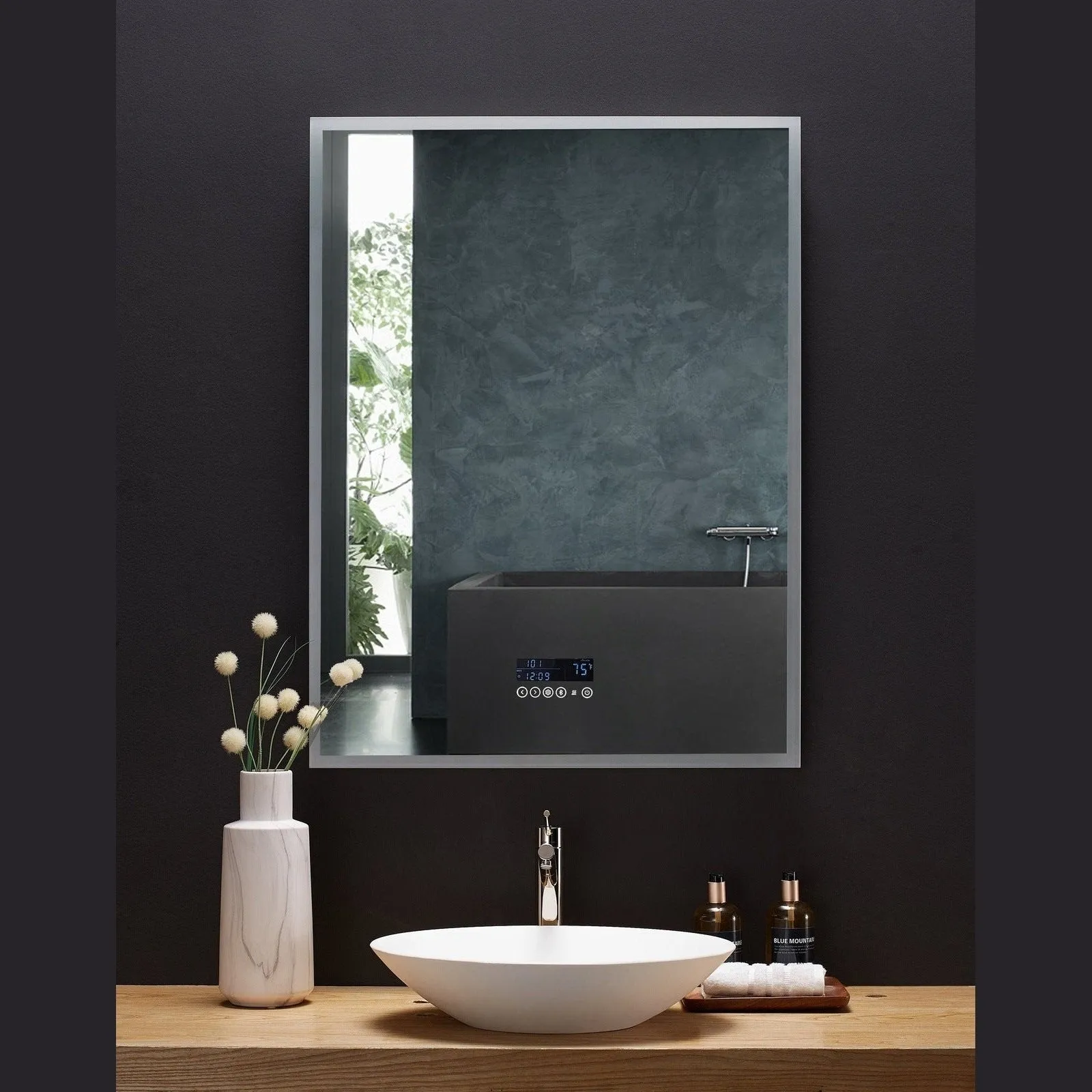 Ancerre Immersion LED Lighted Bathroom Vanity Mirror with Bluetooth, Defogger, and Digital Display - LEDM-IMMERSION-24