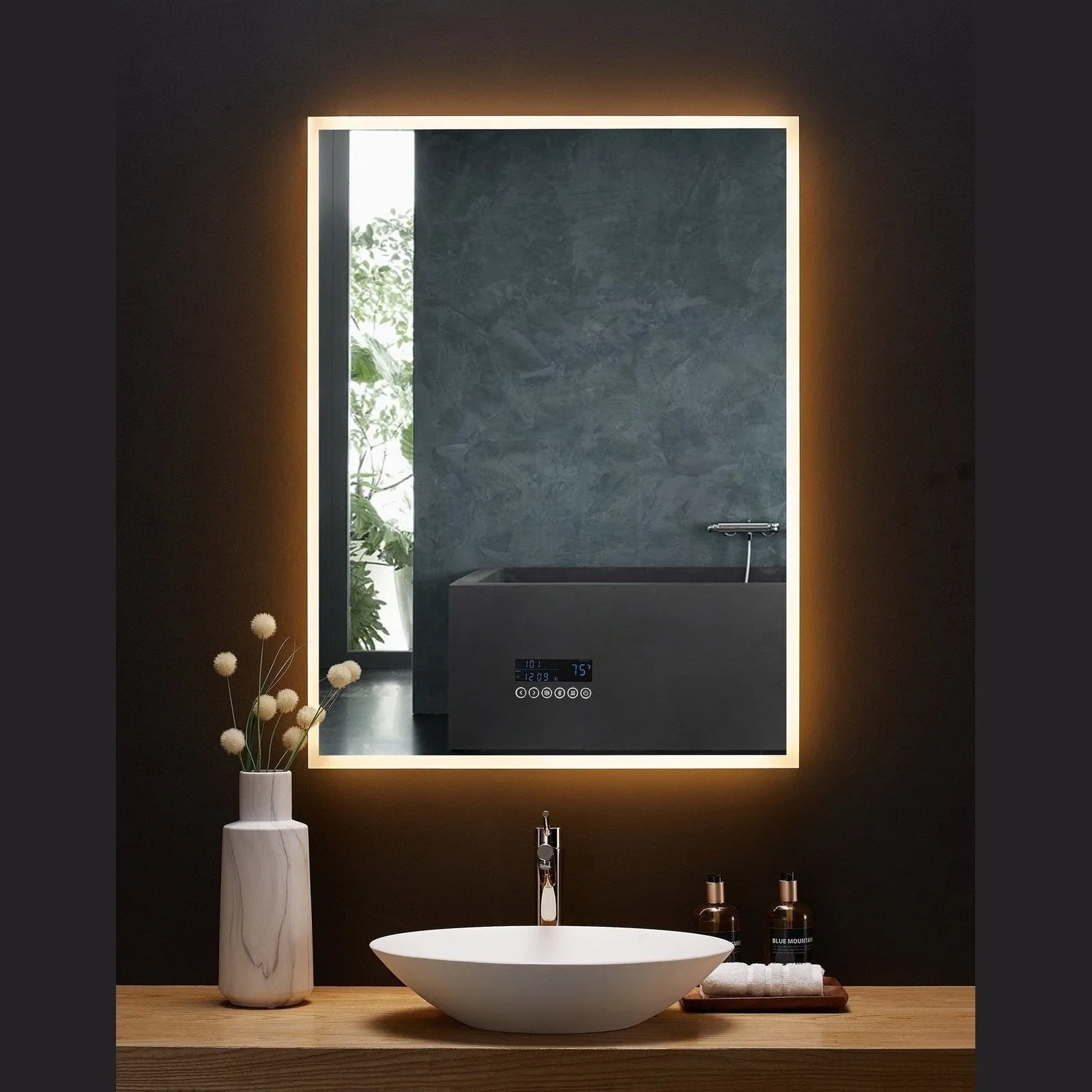 Ancerre Immersion LED Lighted Bathroom Vanity Mirror with Bluetooth, Defogger, and Digital Display - LEDM-IMMERSION-24