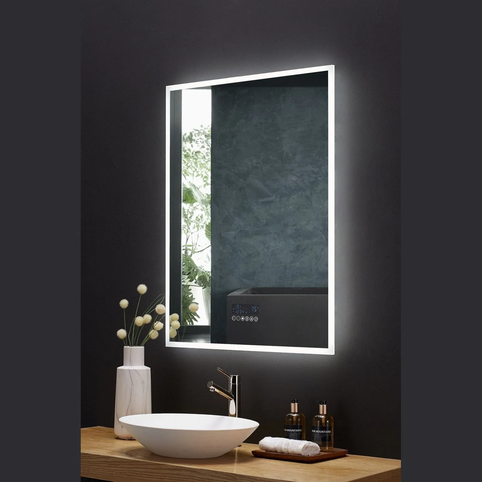 Ancerre Immersion LED Lighted Bathroom Vanity Mirror with Bluetooth, Defogger, and Digital Display - LEDM-IMMERSION-24