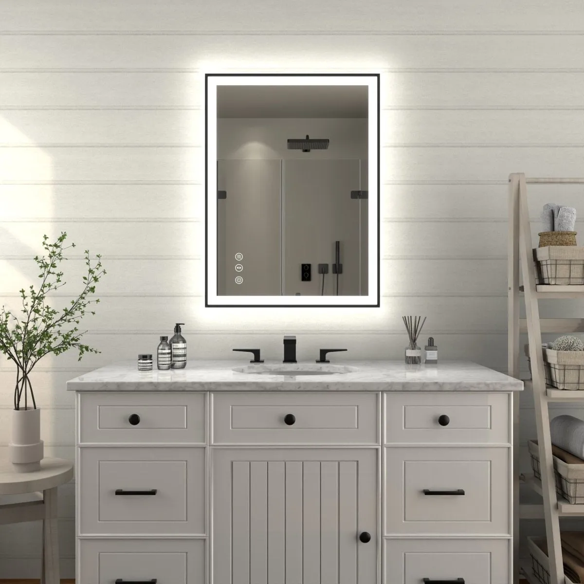 Apex-Noir 24"x32" Framed LED Lighted Bathroom Mirror