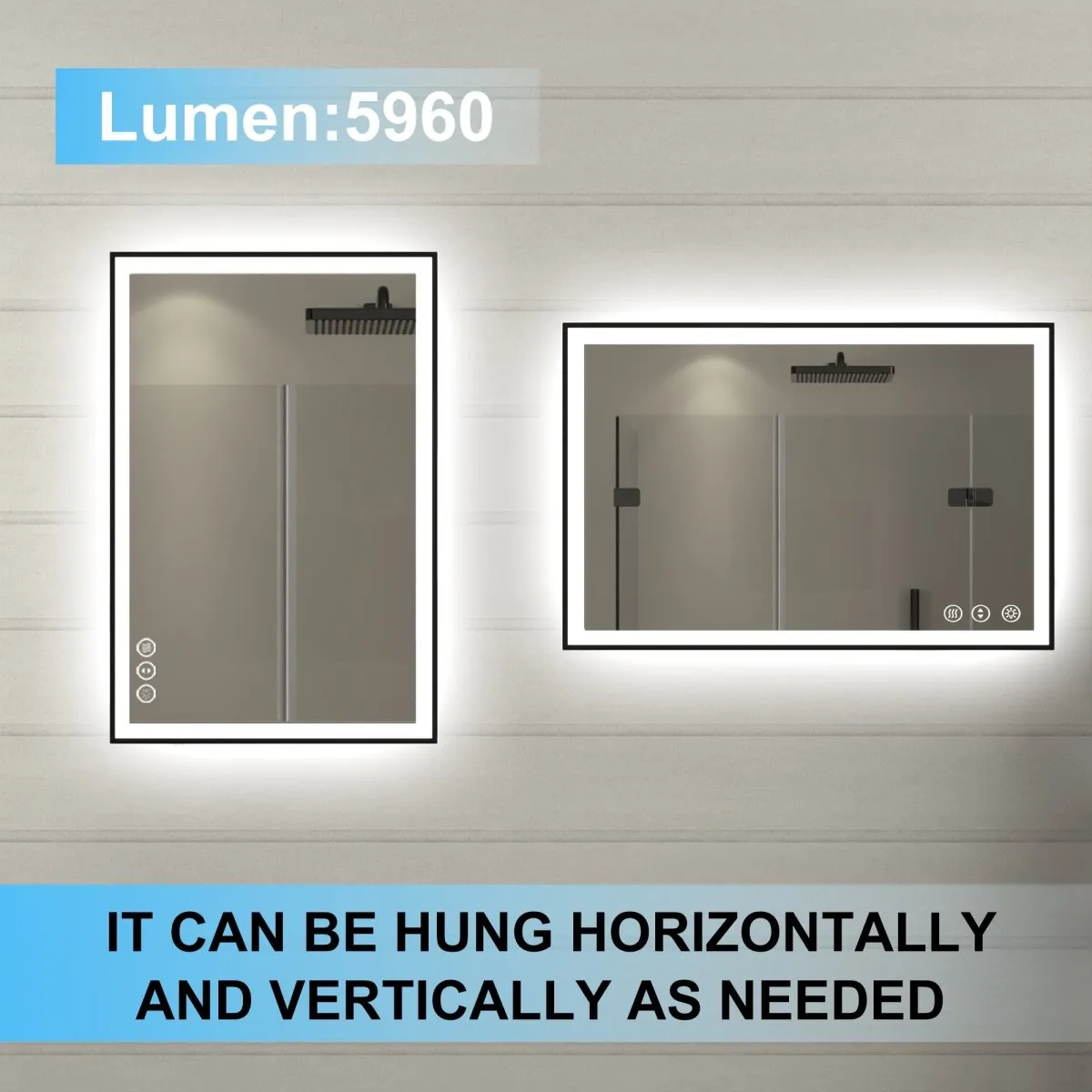 Apex-Noir 24"x36" Framed LED Lighted Bathroom Mirror