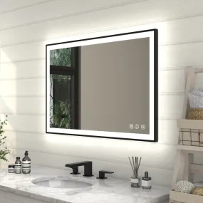 Apex-Noir 24"x36" Framed LED Lighted Bathroom Mirror