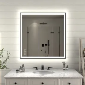 Apex-Noir 36"x36" Framed LED Lighted Bathroom Mirror