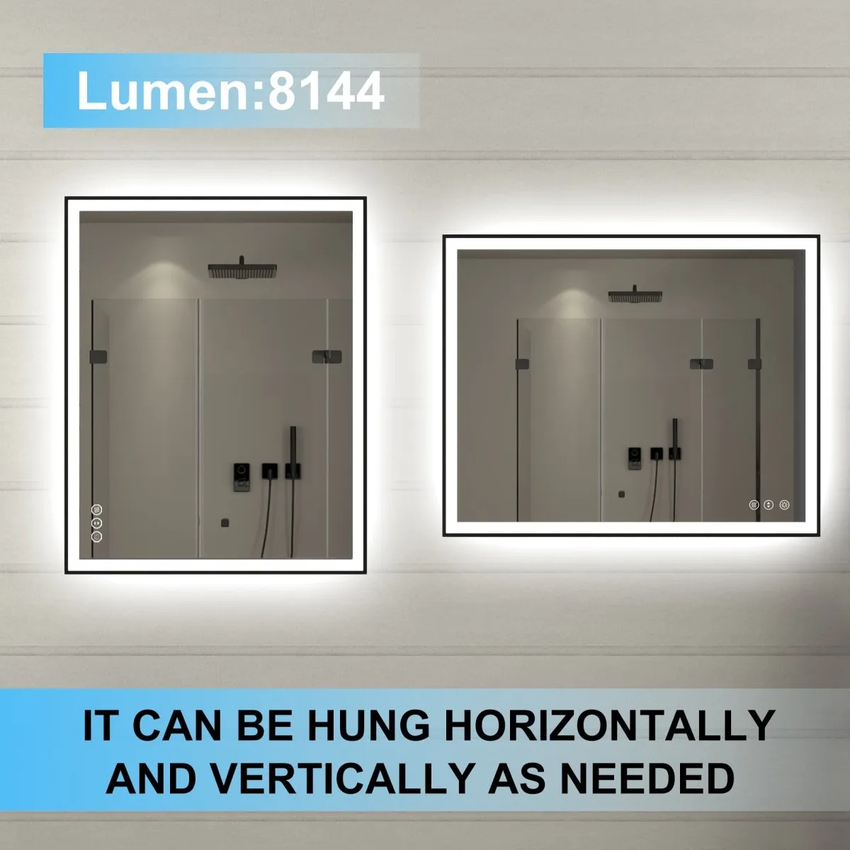 Apex-Noir 40"x32" Framed LED Lighted Bathroom Mirror