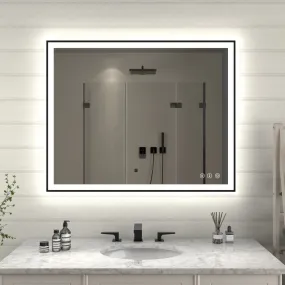 Apex-Noir 40"x32" Framed LED Lighted Bathroom Mirror